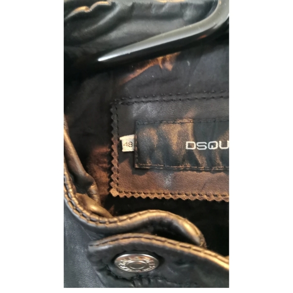 DSQUARED2 men's black leather biker jacket - Picture 6 of 11